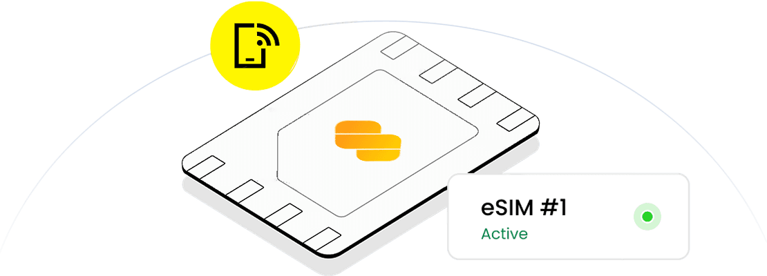An eSIM card with an active data plan.
