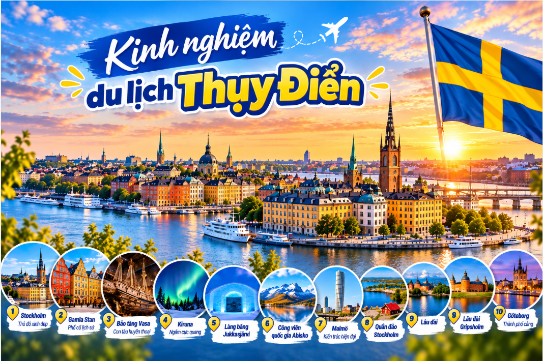 Du lịch Thụy Điển 2026: 10 điểm đến đẹp nhất nên đi 1 lần trong đời và kinh nghiệm dùng eSIM Thụy Điển