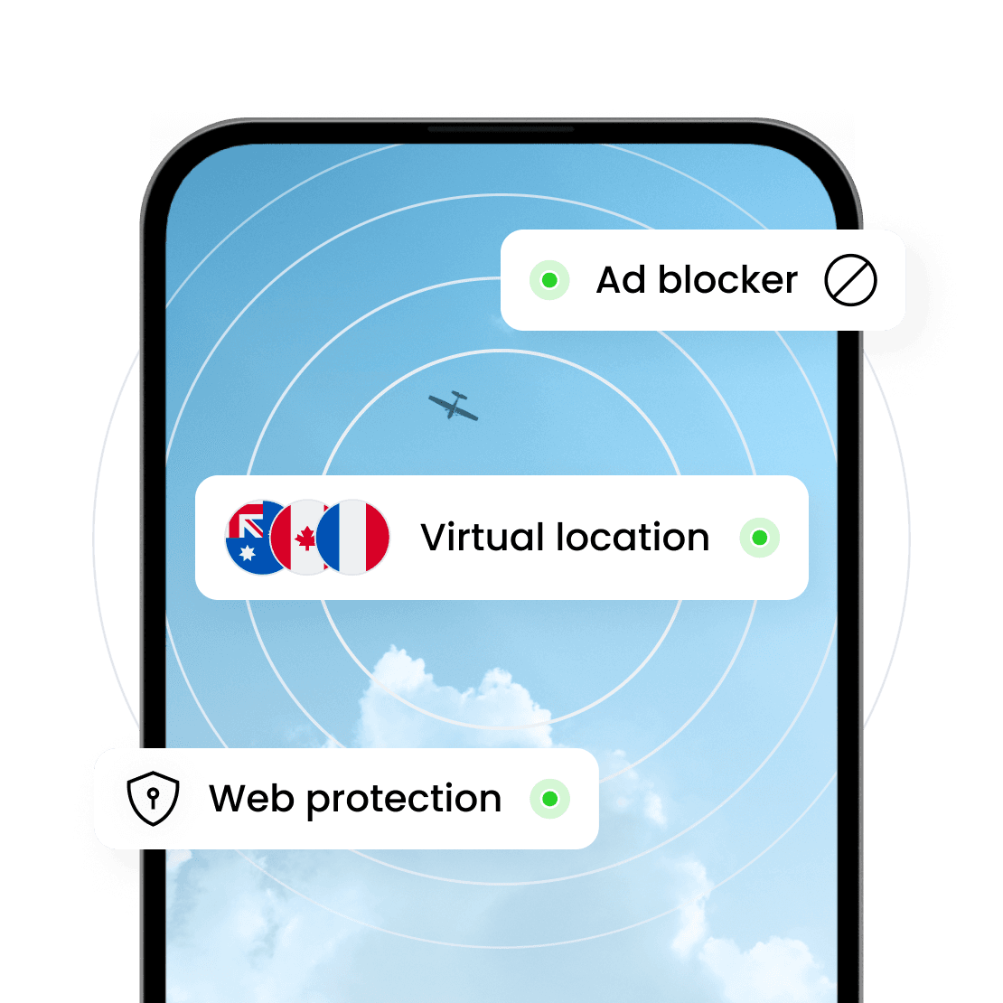 esim.vn's security features include ad blocker, virtual location, and web protection.